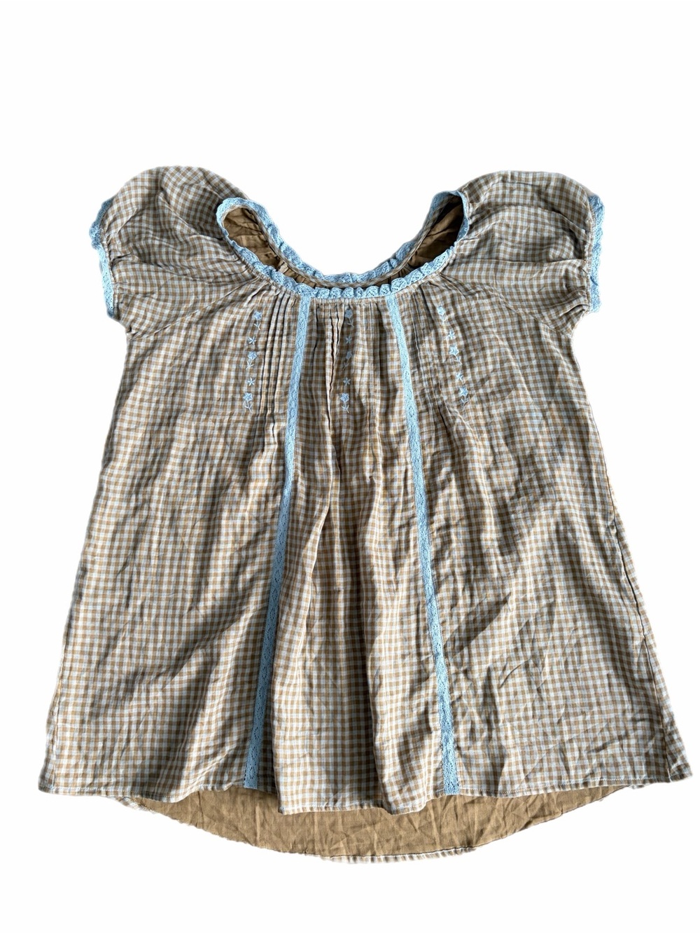 Natural Life Indy Tunic GinghamDress in Tan with Blue Trim-XL NWOT - Picture 7 of 7